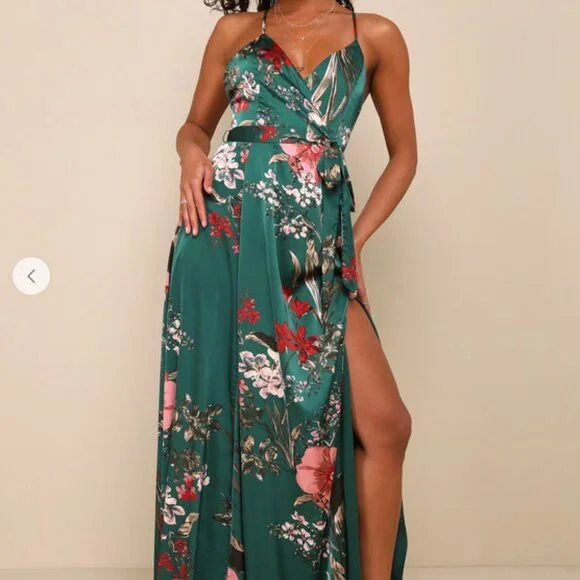 Evening Gown Emerald Green Spring Dress Lulus Dresses Lulus Still The One Emerald  Green Floral Print